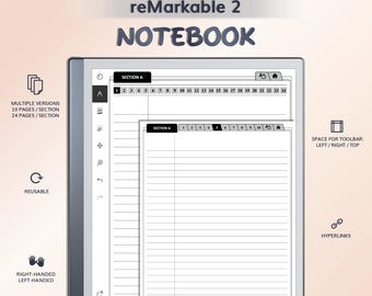 Notebook For reMarkable 2 | Hyperlinked PDF Template