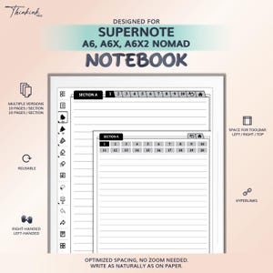 Notebook for SUPERNOTE A6, A6X, A6X2 Nomad | Hyperlinked PDF Template