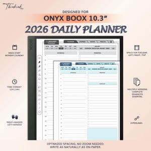 2026 Daily Planner for ONYX BOOX 10.3" | Hyperlinked PDF Template