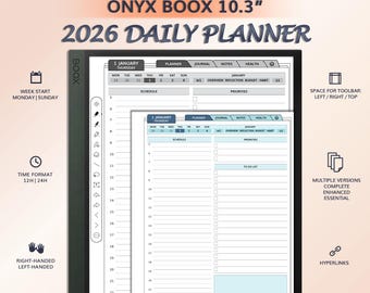 2026 Daily Planner for ONYX BOOX 10.3" | Hyperlinked PDF Template