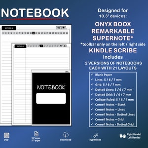 NOTEBOOK - Boox | Remarkable | Supernote | Kindle Scribe - hyperlinked | pdf | template | 10.3