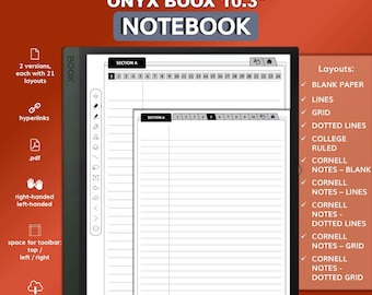 Notebook For BOOX | hyperlinked | pdf | template | Note series/ Note Air series/ Go 10/ Tab Ultra series | 10.3 inches