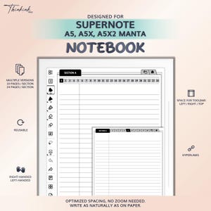 Notebook for SUPERNOTE A5, A5X, A5X2 Manta | Hyperlinked PDF Template