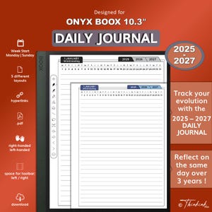 Daily Journal for BOOX | 2025-2027 | hyperlinked | pdf | B&W / COLOR | Note series/ Note Air series/ Go 10/ Tab Ultra series | 10.3 inches