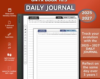 Daily Journal for BOOX | 2025-2027 | hyperlinked | pdf | B&W / COLOR | Note series/ Note Air series/ Go 10/ Tab Ultra series | 10.3 inches