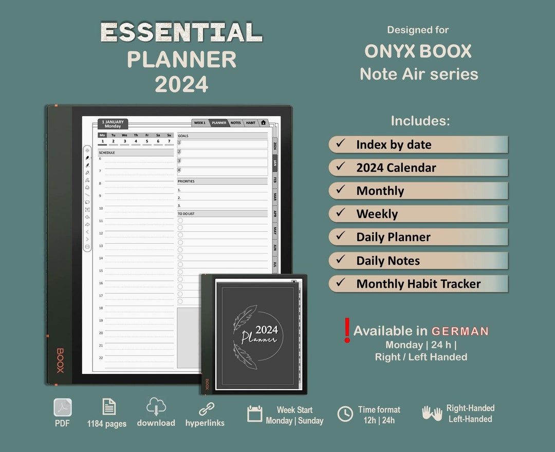 2024 Boox Note Air Series Essential Planner 2023 Planner Etsy Ireland