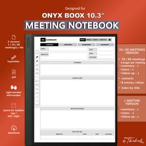 Meeting Notebook for BOOX | hyperlinked | pdf | template | Note series / Note Air series / Go 10 / Tab Ultra series | 10.3 inches