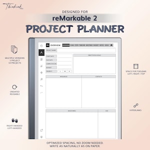 Project Planner For reMarkable 2 | Hyperlinked PDF Template