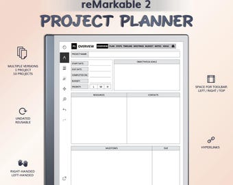 Project Planner For reMarkable 2 | Hyperlinked PDF Template