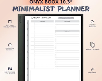 2026 Minimalist Planner for BOOX 10.3" | Hyperlinked PDF Template