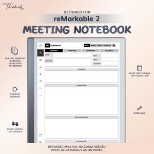 Meeting Notebook for reMarkable2 | Hyperlinked PDF Template