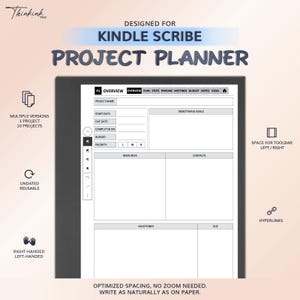 Project Planner for KINDLE SCRIBE | Hyperlinked PDF Template