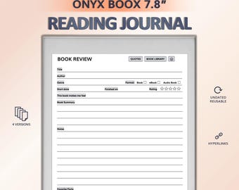 Reading Journal for ONYX BOOX 7.8" | Hyperlinked PDF Template