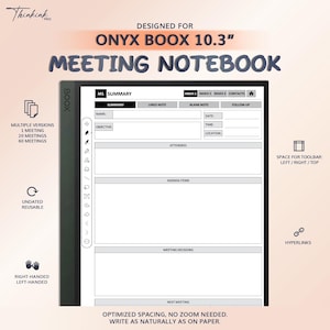 Meeting Notebook for ONYX BOOX 10.3" | Hyperlinked PDF Template