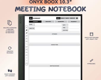 Meeting Notebook for ONYX BOOX 10.3" | Hyperlinked PDF Template