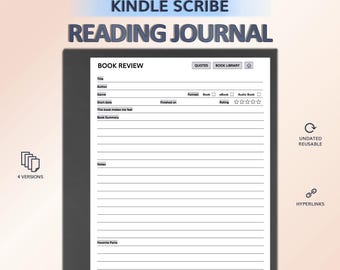 Reading Journal for KINDLE SCRIBE | Hyperlinked PDF Template