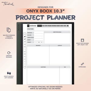 Project Planner for ONYX BOOX 10.3" | Hyperlinked PDF Template
