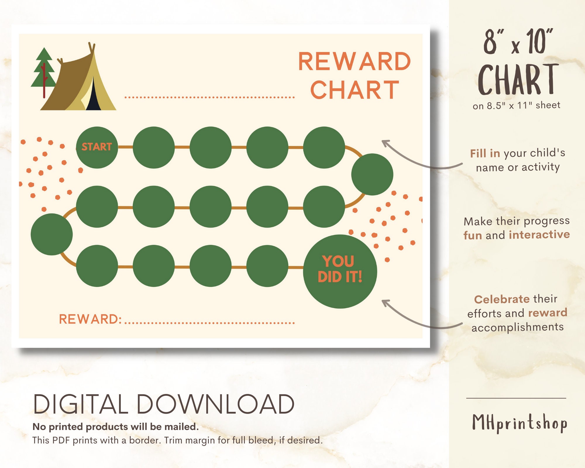 Printable Camping Reward Chart Camping Reward Chart Toddler Etsy