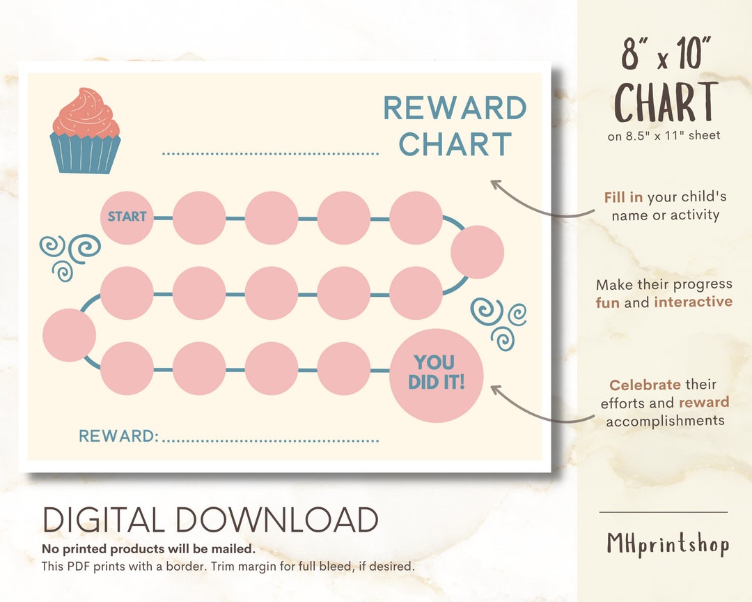 Printable Cupcake Reward Chart Kids Cupcake Reward Chart - Etsy