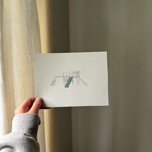 Custom Swingset Line Drawing | Personalized housewarming gift | Childhood Memories
