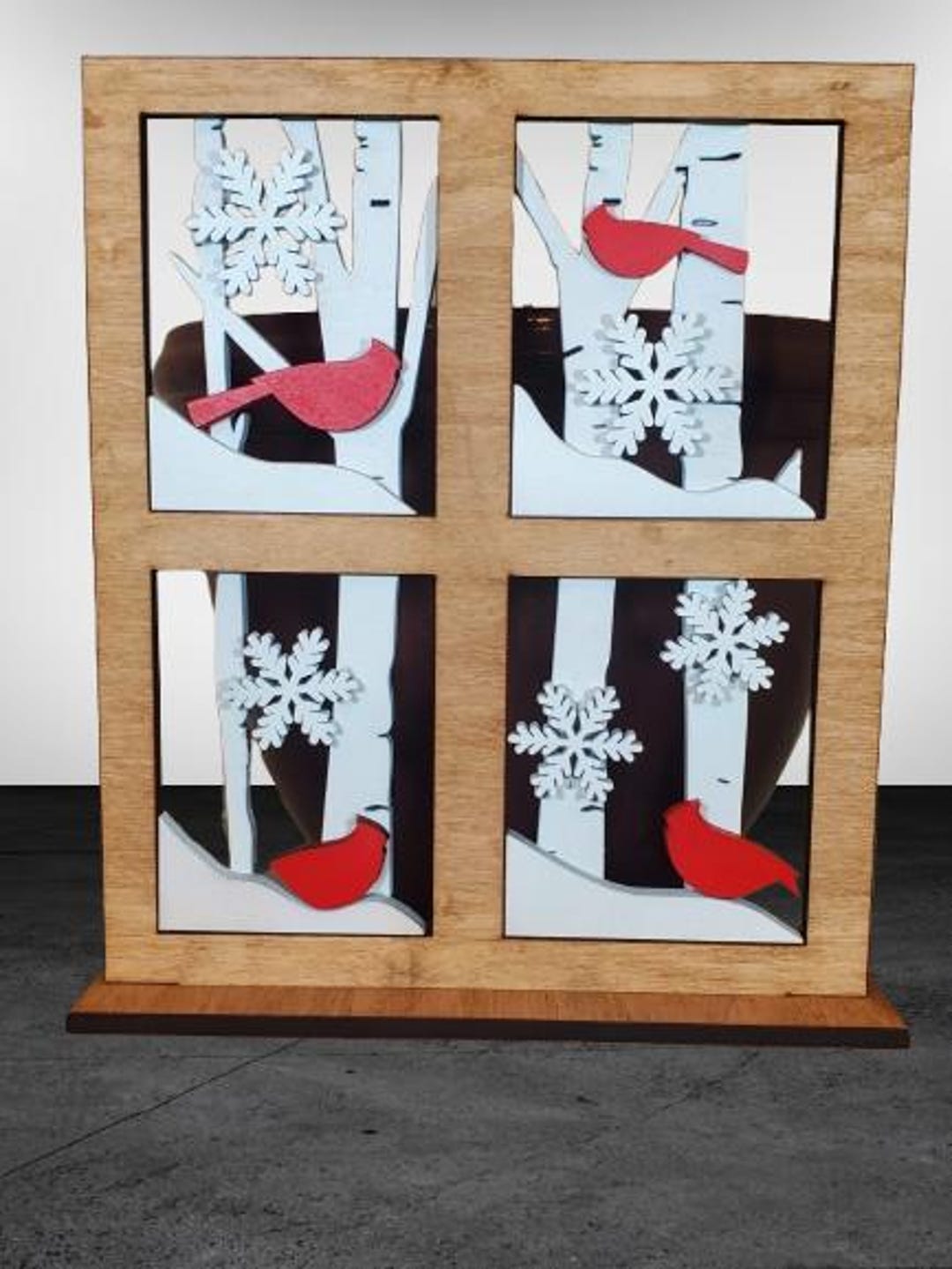Cardinals in Window, Window Frame, Winter Scene - Etsy