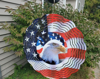 American Flag, eagle, wind spinner, yard decoration