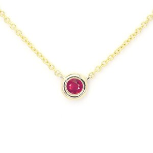 14k Ruby Solitaire Necklace | 2.8MM Natural Ruby Necklace | Bezel Setting Necklace | Ruby Gold Necklace | July Birthstone Necklace