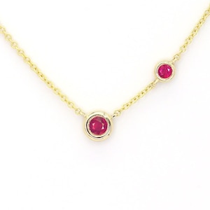 14k Ruby By The Yard Necklace | 0.12ct Natural Ruby Necklace | Bezel Set Necklace | White Gold Necklace | 14k Necklace | Girlfriend Gift