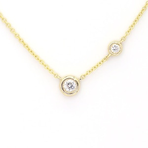 14k ダイヤモンド 1 ヤード ネックレス | 0.12 カラット 天然ダイヤモンド ネックレス | ベゼル セット ネックレス | ローズ ゴールド ネックレス | 本物のゴールド ネックレス | お母さんへのギフト
