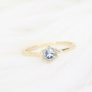 14k Aquamarine Engagement Ring | 5.0MM Solitaire Aquamarine Wedding Ring | March Birthstone Ring | 14k Gold Aquamarine Ring | Promise Ring