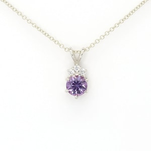 14k Alexandrite Necklace | 5.0MM Lab Alexandrite Pendant | June Birthstone Necklace | Alexandrite Diamond Necklace | 14k Tiny Necklace