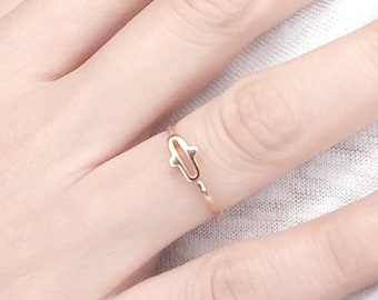 14k Gold Unique Ring | Real Gold Freeform Ring | Oval Shaped Ring | Friendship Ring | Stackable Ring | Handmade Jewelry | Dainty Stack Band