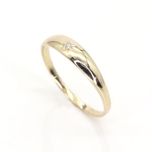 Diamond Gold Ring | 14k Solid Gold Ring | 1.3MM Natural Diamond Ring | Tiny
