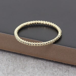 14k Twist Wedding Band | Real Gold Engagement Band | 1.6MM Twist Ring | Contour Band | Real Gold Stacking Ring | Dainty Twist Band