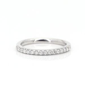 1.3MM Diamond Half Eternity Band | 16 Stones Prong Setting Diamond Wedding Band | 14k White Gold Ring | Diamond Band | Diamond Stack Ring