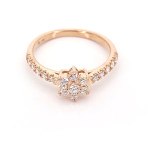 14k Flower Diamond Ring | Diamond Engagement Ring | Rose Gold Flower Diamond Wedding Ring | Flower Ring | April Birthstone | Promise Ring