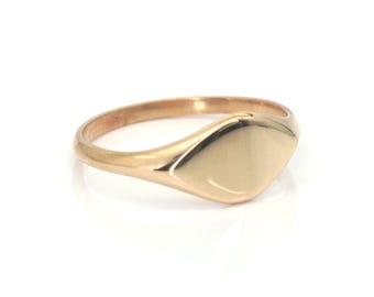 Personalized Pinky Ring | 14k Solid Gold Ring | Marquise Shape Ring | Graduation Gift | Signet Ring
