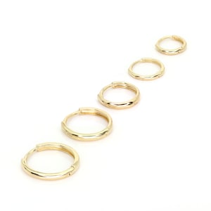 14k Hoop Earrings | 6.3MM 7.8MM 8.9MM 10.6MM 12.0MM Plain Huggies Earring | Real Gold Hoops | Single or Pair | Yellow Gold Earring