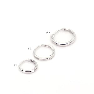 14k Hoop Earrings | 6.3MM 7.8MM 8.9MM Plain Huggies Earring | Real Gold Hoops | Single or Pair | White Gold Hoop | Mini Earring