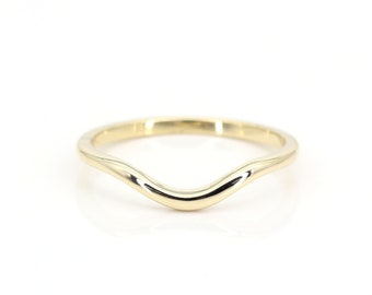 14k gebogenes Verlobungsring | Echtes Gold Ehering | 1.6MM Geschwungener Ehering | 14k Gold Band | Konturband | Stapelring | Kurvenband