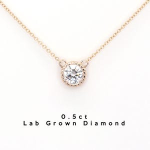 14k Lab Grown Diamond Necklace | 5.0MM Lab Grown Diamond Solitaire Necklace | Bezel Set | Everyday Necklace