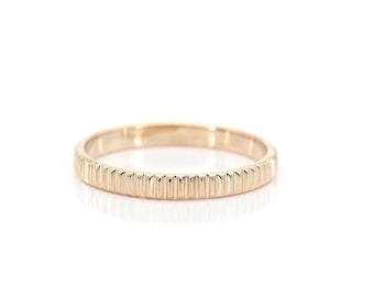 14k Vertical Lines Band | 2.5MM Geometric Band | Vertical Grooves | Real Gold Band | Vintage Ring | White Gold Textured Ring | Thumb Ring