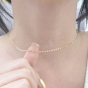14k Gold Sparkle Chain Necklace | 1.6MM Sequin Chain | Mirror Chain | Diamond Cut Link Necklace | Glitter Chain Necklace | 14"- 20" Length