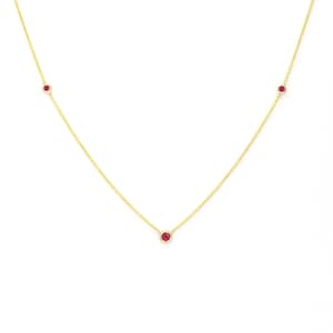 14k Ruby By The Yard Necklace | 0.15ct Natural Ruby Necklace | Layering Necklace | White Gold Necklace | Real Gold Necklace | Multi Stone