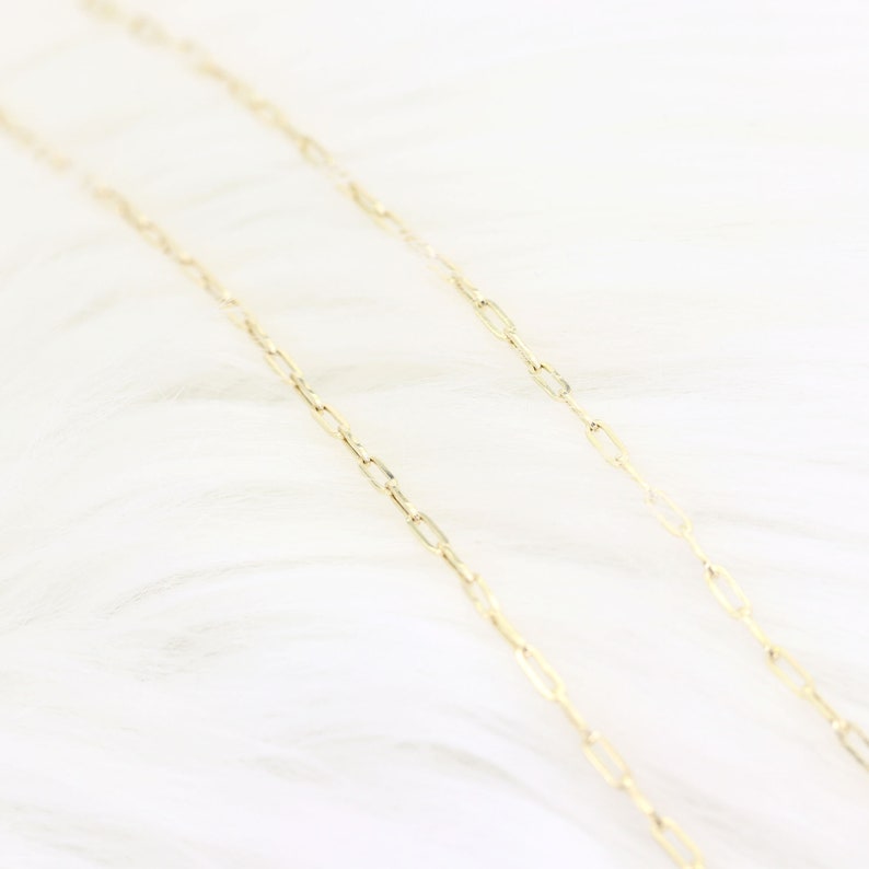 14k Yellow Gold Mini Paperclip Necklace | Paper Clip Necklace | Layering Necklace | Real Gold Necklace | Paper Clip Link Chain Necklace bild 7