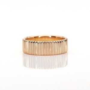 14k Vertical Lines Band 5.2MM Geometric Band Vertical Grooves Real Gold Band Vintage Ring Rose Gold Ribbed Ring Stackable Ring 14k Rose Gold