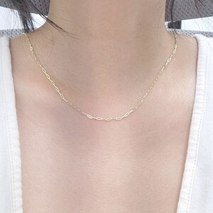 14k Yellow Gold Mini Paperclip Necklace | Paper Clip Necklace | Layering Necklace | Real Gold Necklace | Paper Clip Link Chain Necklace bild 3