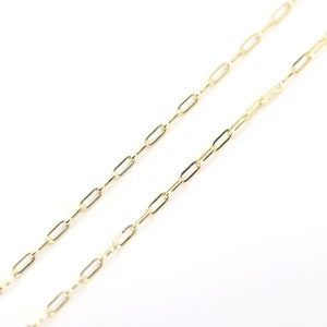 14k Yellow Gold Mini Paperclip Necklace | Paper Clip Necklace | Layering Necklace | Real Gold Necklace | Paper Clip Link Chain Necklace bild 4