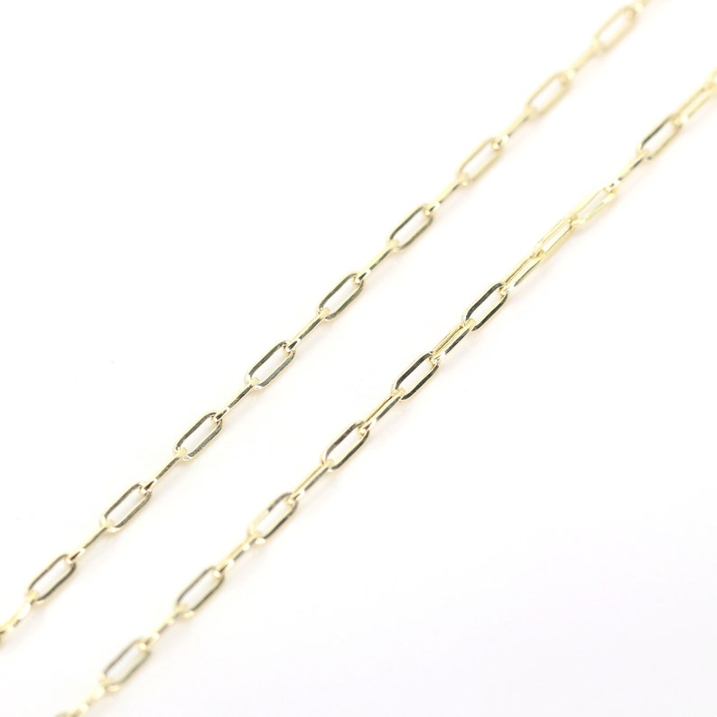 14k Yellow Gold Mini Paperclip Necklace | Paper Clip Necklace | Layering Necklace | Real Gold Necklace | Paper Clip Link Chain Necklace bild 4