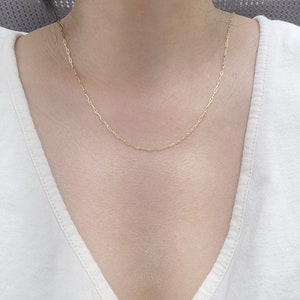 14k Yellow Gold Mini Paperclip Necklace | Paper Clip Necklace | Layering Necklace | Real Gold Necklace | Paper Clip Link Chain Necklace bild 2